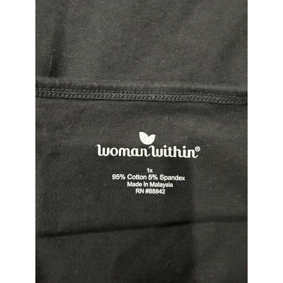 Woman Within Black Tank Top 1X Adjustable Straps Cotton Spandex Comfortable Fit - Picture 5 of 9